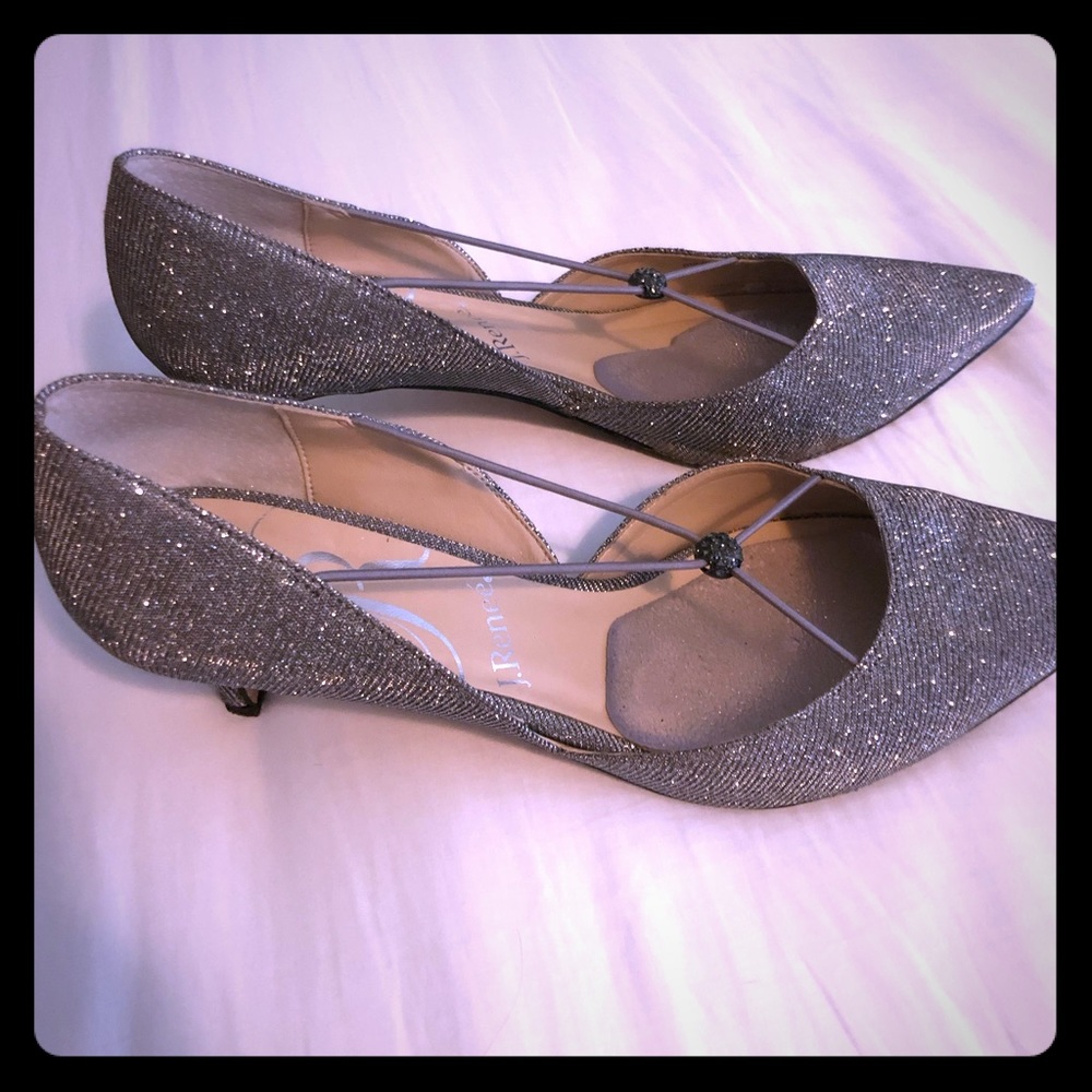 J.Renee Shoes Pewter sparkle low heel pumps